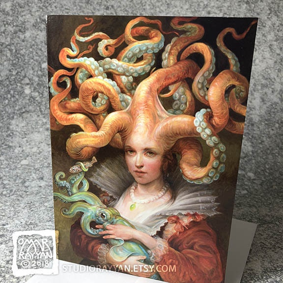 Greeting Card - Contessa with Squid
