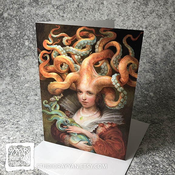 Greeting Card - Contessa with Squid