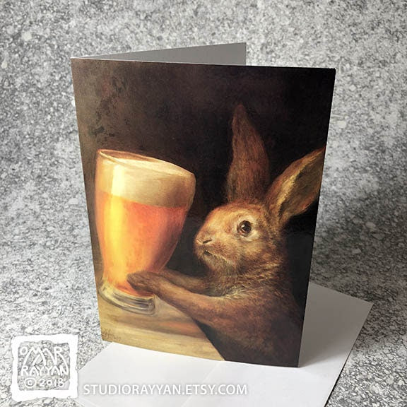 Greeting Card - Bunny with Beer