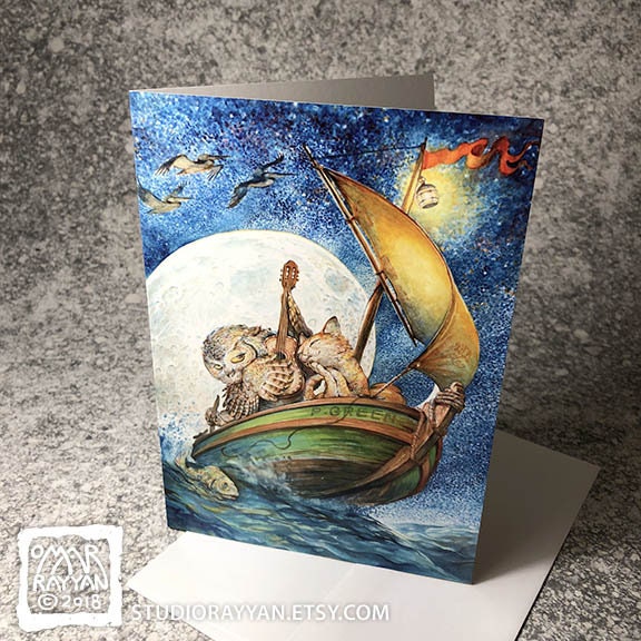 Greeting Card - Owl and the Pussycat