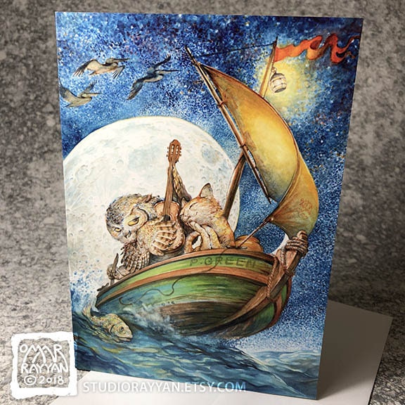 Greeting Card - Owl and the Pussycat