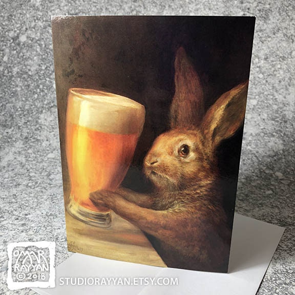 Greeting Card - Bunny with Beer