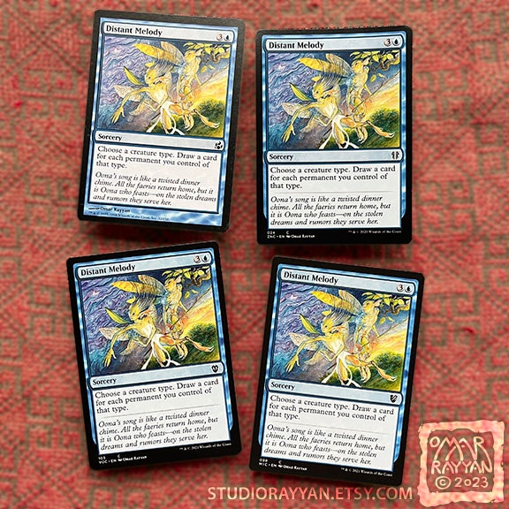 Limited edition Magic: The Gathering artist proof game card "Distant Melody". Signed by artist Omar Rayyan.