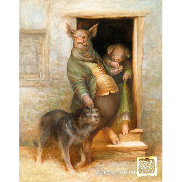 Original Oil Painting - Animal Farm Chapter 10