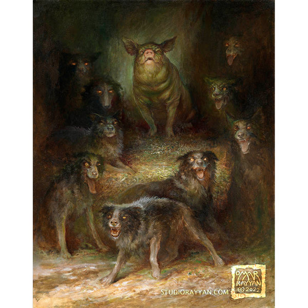 Original Oil Painting - Animal Farm Chapter 3