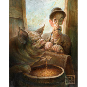 Original Oil Painting - Animal Farm Chapter 7