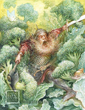 Original Watercolor Painting - Broccoli Berserker