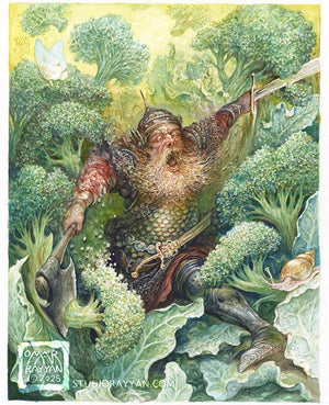Original Watercolor Painting - Broccoli Berserker