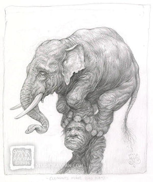 Original Drawing - Elephants Make Bad Hats