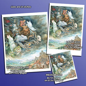 Print - Four Fluffy White Bunnies of the Apocalypse