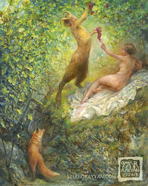 Original Oil Painting - The Fox and the Grapes