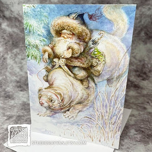 Greeting Card - Fluffy Old Fart on a Ferret