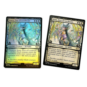 Ayara, First of Locthwain artist proof game card, illustrated by Omar Rayyan for the Magic: the Gathering March of the Machines Multiverse Legends card game set. Signed by artist.