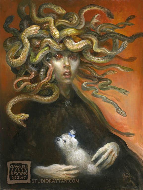 Original Oil Painting - Medusa with Muffins