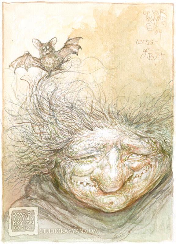 Original Watercolor Painting - Wing of Bat